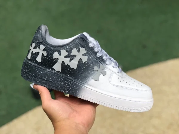 AF1 디스트럭션 윈드 화이트 블랙 로 Nike Air Force1 AF1 딥 다이 올드 디스트럭션 윈드 God Bells Air Force Custom