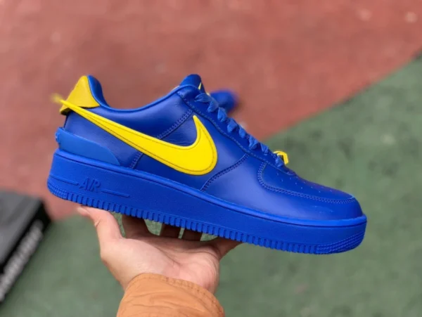 Air Force 조인트 AMBUSH 블루 앤 옐로우 퓨어 오리지널 AMBUSH x Nike Air Force 1 Low AF1 블루 앤 옐로우 내마모성 로우탑 스니커즈 DV3464-400