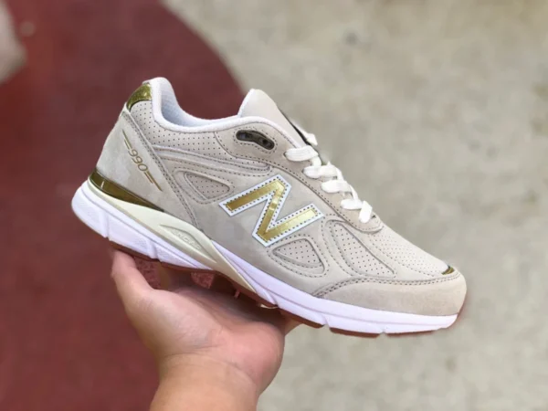 NB990m 화이트 골드 뉴발란스 990 V4 40주년 한정 레드 라벨 그레이 레트로 러닝화 M990AG4