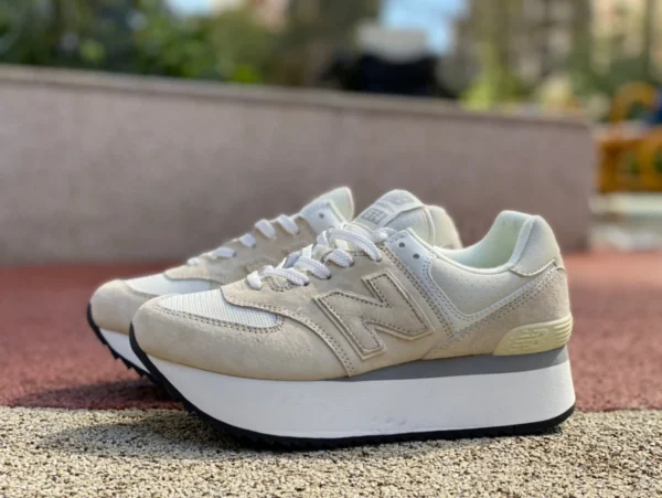 NB574 두꺼운 밑창 베이지 NEW BALANCE 여성 레트로 두꺼운 밑창 고조 캐주얼 아빠 신발 WL575zaa