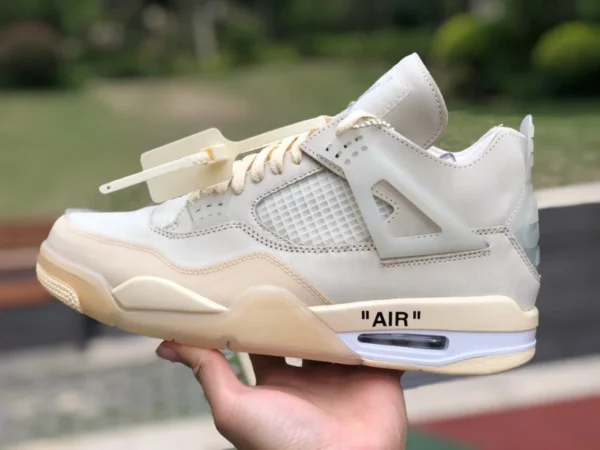 aj4ow Baifan 새로운 순수 오리지널 Air Jordan 4 Off White AJ4 Qiao 4 OW 연명 투명 매미 날개 흰색 돛 CV9388-100