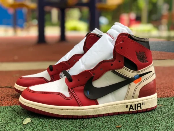 aj1ow 시카고 가성비 좋은 에어 조던 1 x OFF-WHITE AJ1 OW 조인트 화이트 레드 조인트 시카고 AA3834-101