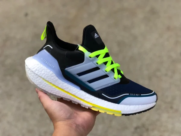 UB 21 흑백 녹색 adidas UltraBoost 21 COLD.RDY 편안하고 통기성이 좋은 운동화 S23754