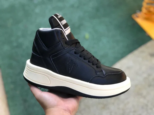 컨버스 조인트 모델 하이탑 흑백 Rick Owens DRKSHDW x Converse Turbodrk Weapon 조인트 모델 미끄럼 방지 내마모성 하이탑 레트로 농구화 남녀공용