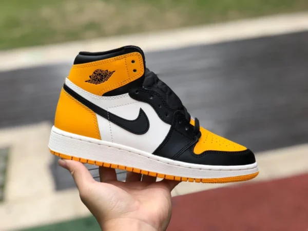 aj1 검정색과 노란색 발가락 순수 오리지널 여성용 Air Jordan 1 High OG "Yellow Toe" aj1 검정색과 노란색 발가락 575441-711