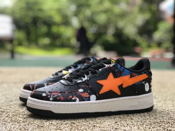 Ape Man 블랙 오렌지 낙서 새 버전 BAPE STA SK8 새 운동화 스타 캐주얼 신발 Ape Man 로우 탑 스포츠 신발