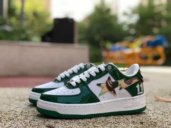 원숭이 남자 회색 흰색 녹색 위장 새 버전 BAPE STA SK8 새로운 운동화 스타 캐주얼 신발 원숭이 남자 로우탑 운동화