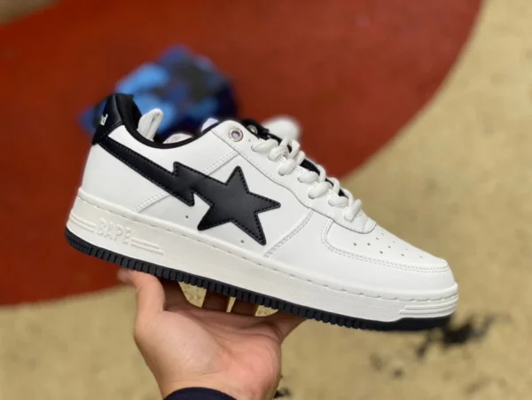 Apeman 화이트 블랙 JJJound x A BATHING APE STA 가죽 신상 운동화 스타 캐주얼 슈즈 Apeman 로우탑 운동화