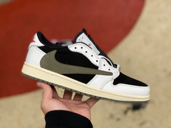 aj1 바브 로우 탑 올리브 그린 가죽 첫 번째 레이어의 비용 효율적인 버전 Travis Scott x Air Jordan 1 Low OG WMNS "Olive" DZ4137-10