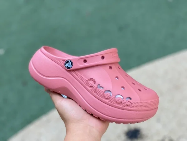 악어 핑크 샌들 로고 Crocs Crocs Bava Platform Clog 미끄럼 방지 내마모성 스포츠 샌들 208186-001