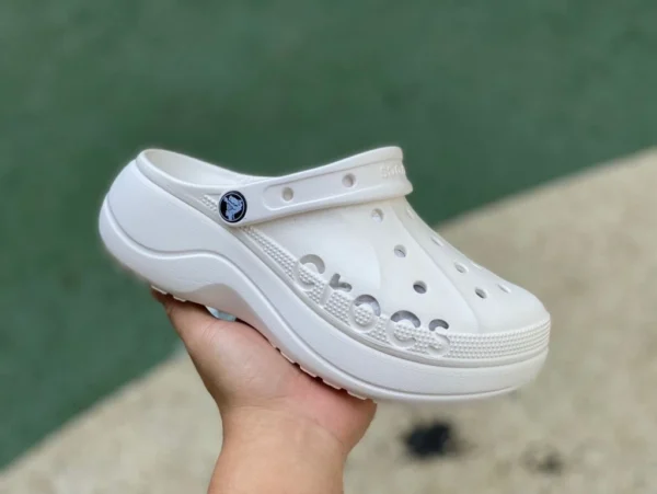 악어 흰색 샌들 로고 Crocs Crocs Bava Platform Clog 미끄럼 방지 내마모성 스포츠 샌들 208186-001