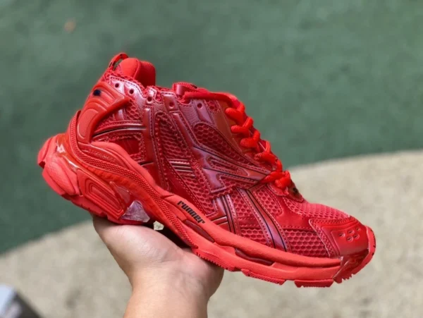 Balenciaga 7.0 레드 M 퓨어 오리지널 Balenciaga Runner Grafhti 메쉬 레이스업 로우탑 스포츠 캐주얼 슈즈