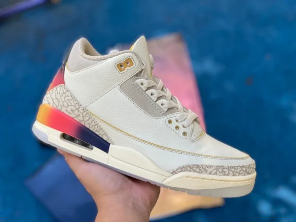 aj3 화이트 블루 레드 연명 모델 오리지널 박스 포장 버전 J Balvin x Jordan Air Jordan 3 연명 복고 농구화 남녀 동풍 화이트 블루 레드 FN0344-901