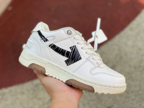 OW 화이트 앤 블랙 라벨 생고무 OFF-WHITE 아웃 오브 오프체 가죽 로우컷 레이스업 라운드토 슈즈 화이트 앤 그린