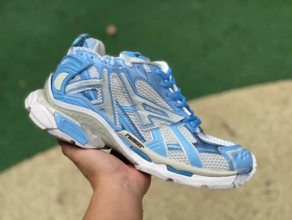 Balenciaga 7.0 North Carolina Blue M 퓨어 오리지널 Balenciaga Runner Grafhti 메쉬 레이스 업 로우 컷 스포츠 및 레저