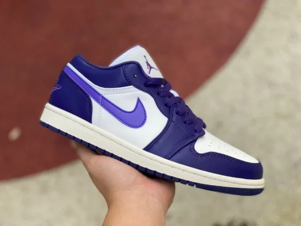 aj1 세일 화이트 퍼플 로 Air Jordan 1 Low AJ1 세일 화이트 퍼플 로우 농구화 DC0774502