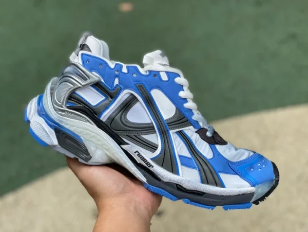 Balenciaga 70 화이트 블랙 블루 M 퓨어 오리지널 Balenciaga Runner Grafhti 메쉬 레이스 로우 탑 스포츠 및 레저