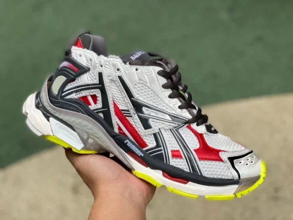 Balenciaga 7.0 화이트 레드 그레이 M 퓨어 오리지널 Balenciaga Runner Grafhti 메쉬 레이스 로우탑 스포츠 및 레저