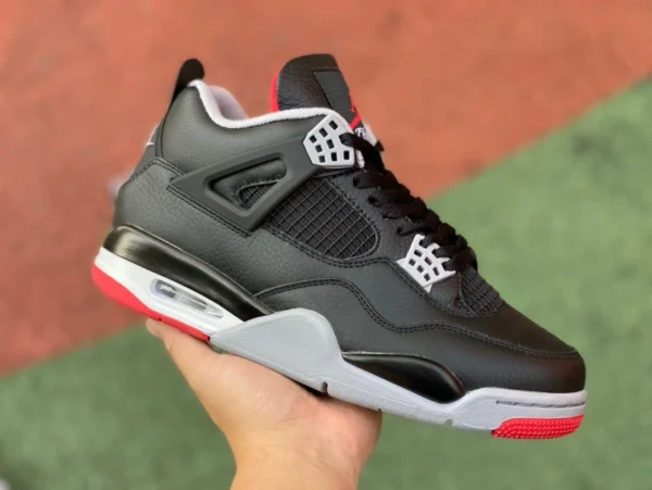 aj4 블랙 및 레드 가죽 에어 조던 4 "Bred Reimagined" FV5029-006