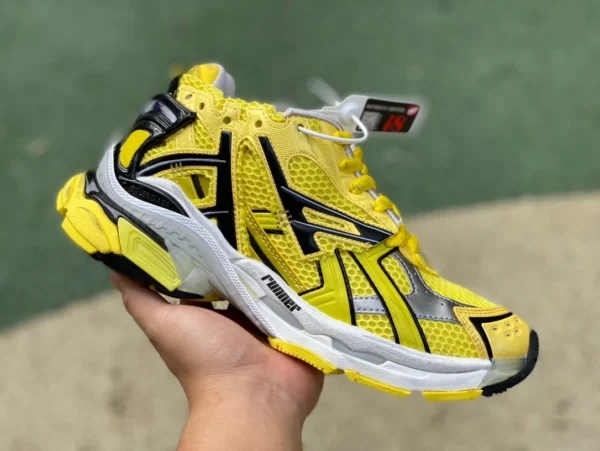 Balenciaga 7.0 옐로 블랙 M 퓨어 오리지널 Balenciaga Runner Grafhti 메쉬 레이스 업 로우 컷 스포츠 및 레저