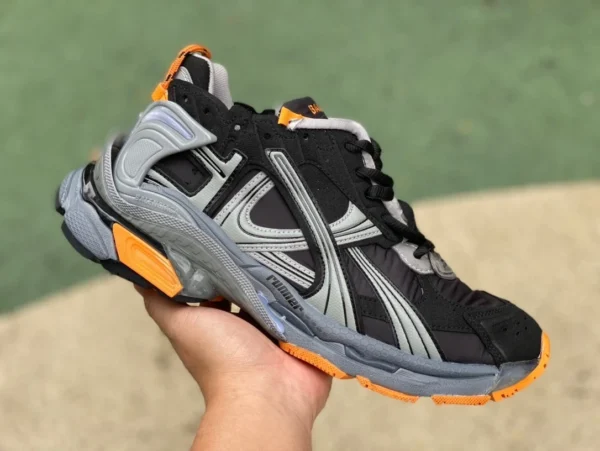 Balenciaga 7.5 블랙 그레이 오렌지 M 퓨어 오리지널 Balenciaga Runner Grafhti 메쉬 레이스 로우 탑 스포츠 및 레저