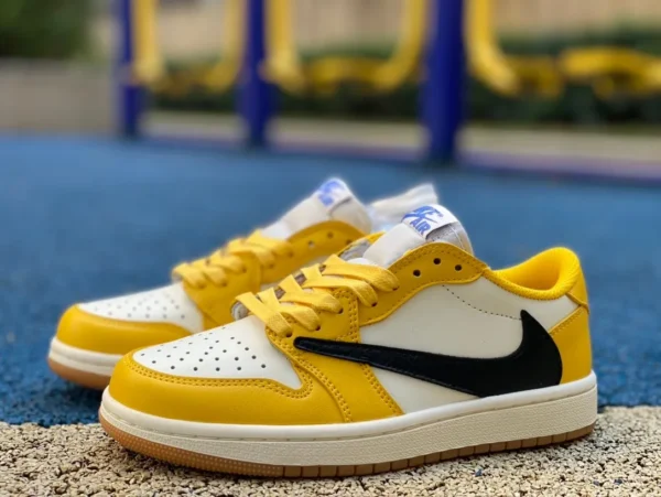 aj1 바브 로우 탑 화이트 옐로우 블랙 Tracis Scott x Air Jordan 1 Low Golf TS 조인트 바브 로우 탑 로우 DZ4137-700