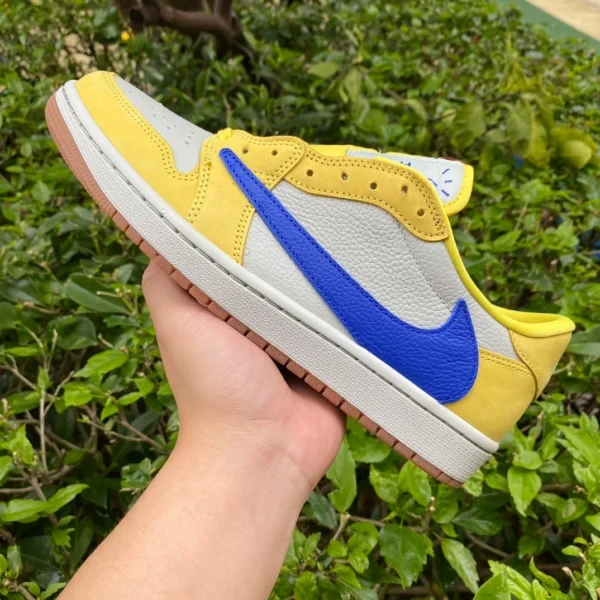 aj1 바브 로우 탑 화이트 옐로우 블루 dg2.0 퓨어 오리지널 Travis Scott x Air Jordan 1 Low "Canary" 8.0 바브 로우 탑 D