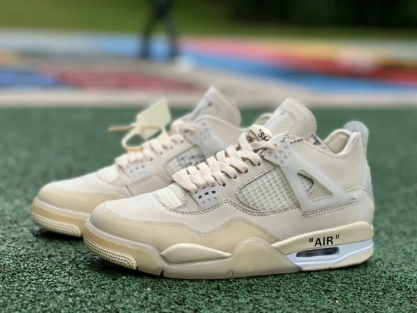 aj4ow Baifan ow 조인트 컷 피스 순수 오리지널 AirJordan 4 x Off-White AJ4 OW 조인트 Baifan 매미 CV9388-100