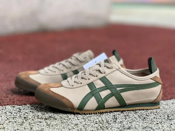 Onitsuka Tiger 라이스 브라운 그린 퓨어 오리지널 Onitsuka Tiger Onitsuka Tiger MEXICO 66 로우 탑