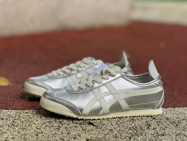 Onitsuka Tiger 리키드 실버 메탈 순정 오리지날 Onitsuka Tiger MEXICO 66 로 컷 보드